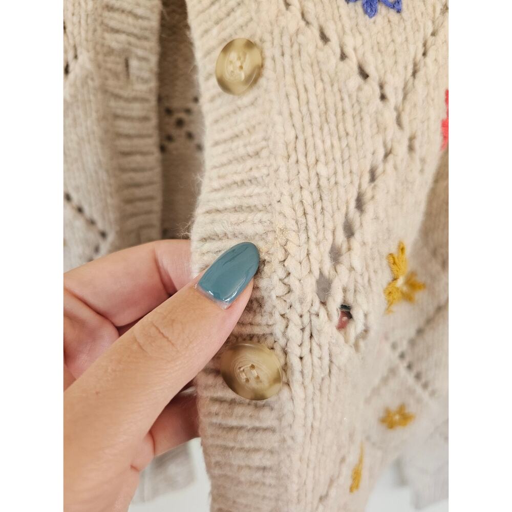 SAYLOR Surrey Embroidered Button-Front Cream Cardigan - Picture 10 of 10